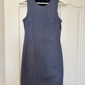Theory Navy and White Striped Midi Dress